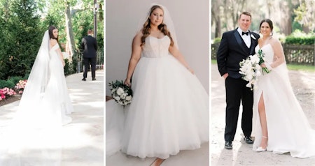 Brides wearing mermaid, ball gown, and A-line wedding dresses by Maggie Sottero.