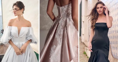 Brides wearing colorful Maggie Sottero wedding dresses.