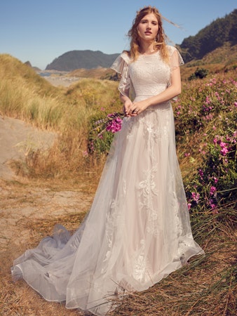 Evora Leigh Modest Wedding Gown with Illusion Lace Sleeves