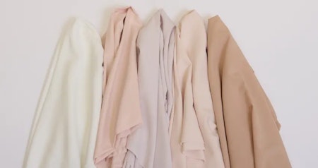 Fabric swatches showing the different wedding dress colorways at Maggie Sottero for off-white wedding dresses.